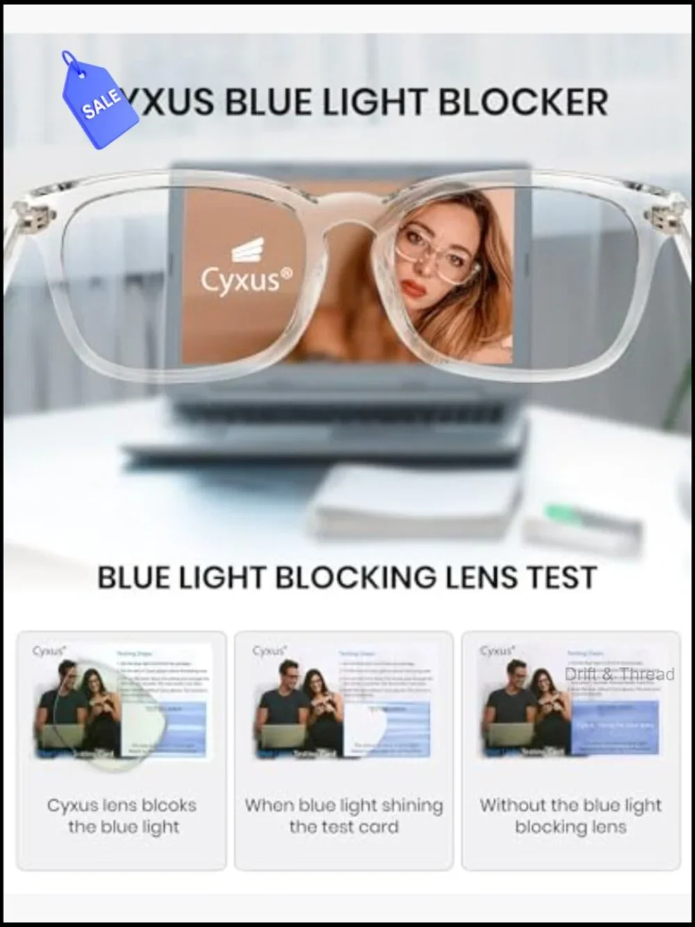 Blue Light Blocking Glasses Square Frame Anti Eye Strain UV Protection Computer